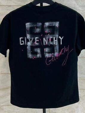 Designer Style Graffiti Logo Tee - Abstract Pain Splatter Black Shirt